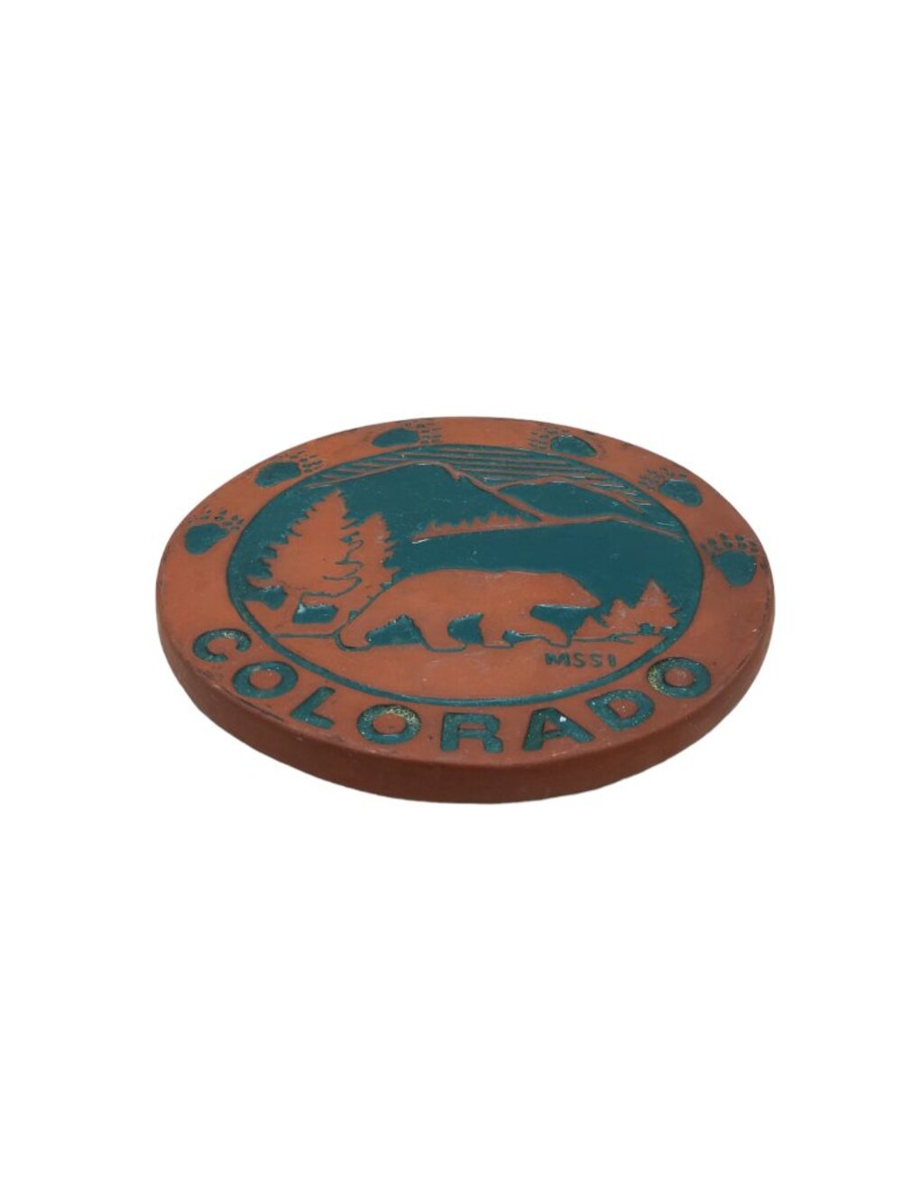 Vintage Colorado Brown,Green Terracotta 6.25" Diameter Trivet. - Picture 8 of 9